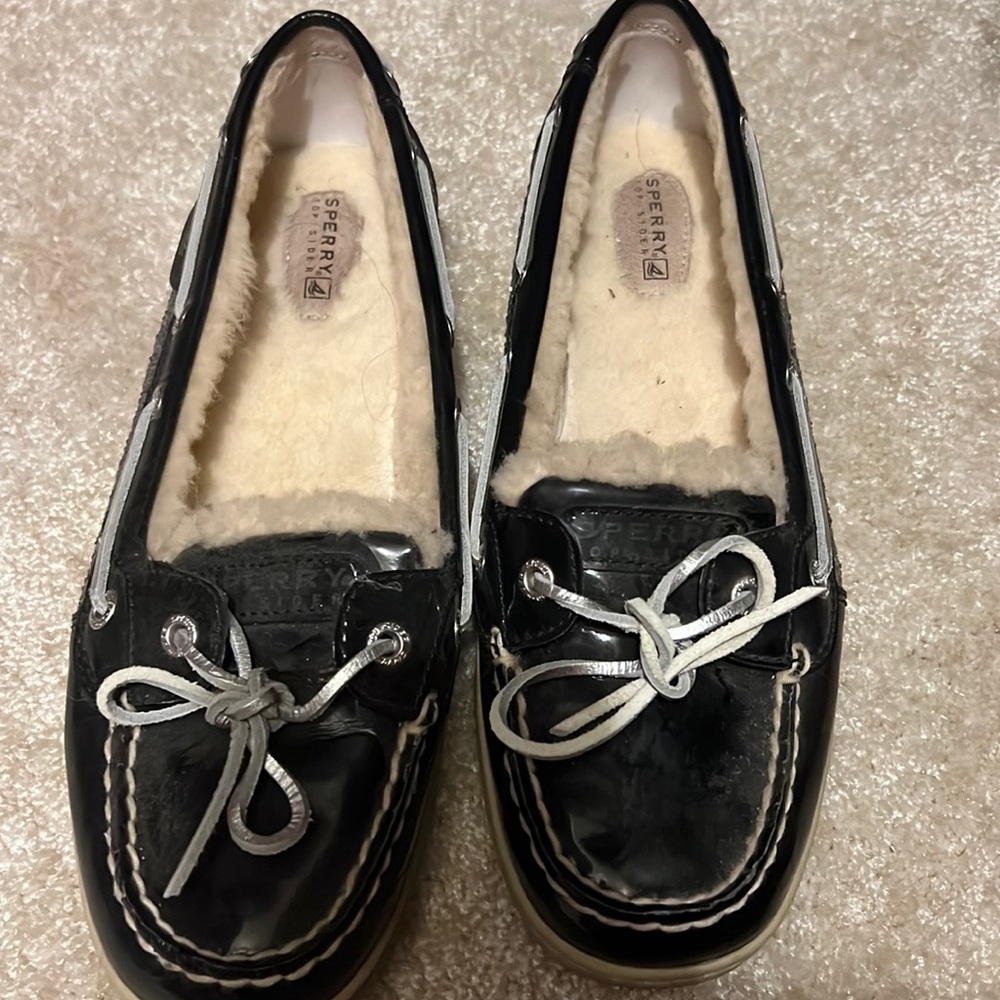 Sperrys top sider with fur size 9